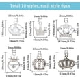 thumbnail image 2 of 60 piezas de 10 estilos de dijes: dije de princesa, dije de rey plateado con diamantes de imitación y circonitas cúbicas, dije de reina con coronas huecas., 2 of 6