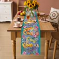 thumbnail image 2 of Watercolor Flip Flops Table Runner 72 Inches, Summer Ocean Coral Starfish Floral Green Bed Runner Dresser Scarves Tabletop for Indoor Outdoor Parties/Ceremony/Banquet, 14" x 72", 2 of 9