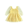thumbnail image 1 of Fortune Baby Girl Princess A-Line Dress Long Sleeves Mesh Tulle Daisy Print Dress, 1 of 9