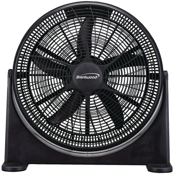 Brentwood Kool Zone 20-In. 3-Speed High-Velocity Air-Circulator Floor Fan, Black, F-20BKRPT