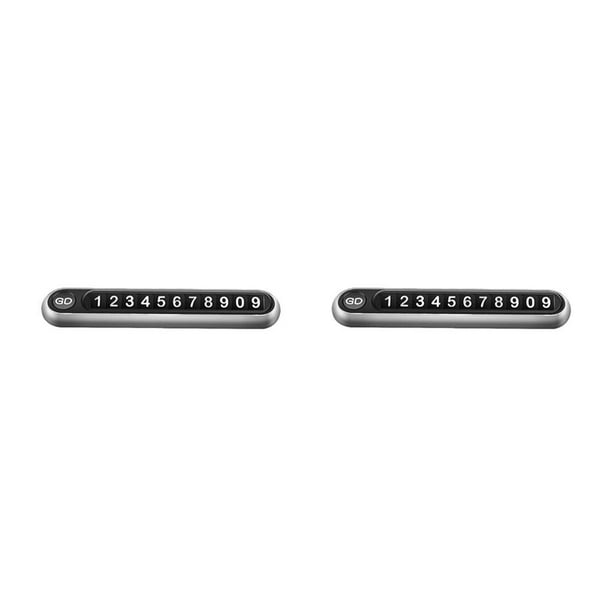 Speravity Tarjeta de número temporal, placa de números de teléfono de coche, decoración de Metal DIY, señal luminosa de estacionamiento para Plata 2piezas