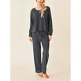 thumbnail image 2 of xiaxaixu Women's 2 Piece Lounge Set Pajama Set Long Sleeve Button Knit Tops Drawstring Pants Sleepwear Sets, 2 of 9