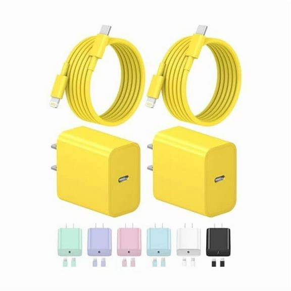 iPhone Charger Fast Charging USB C Charger Block Type C Charging iPad Chargers with 6FT C Chargers Cord Compatible with iPhone14/14 Pro Max/13/13Pro/12/12 Pro/11,iPad(Yellow)