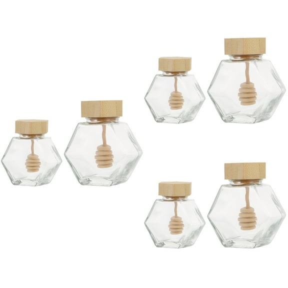 6 pcs Honey Jar Sealing Glass Honey Pot Clear Jam Jar Honey Storage Container