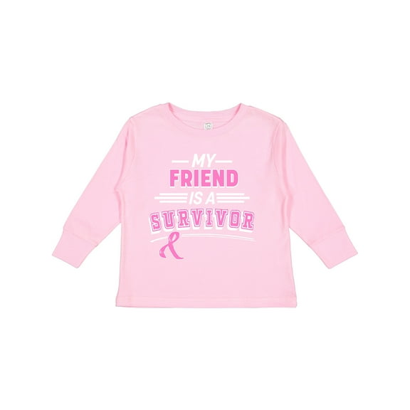 Inktastic My Friend is a Survivor Breast Cancer Awareness Boys or Girls Long Sleeve Toddler T-Shirt