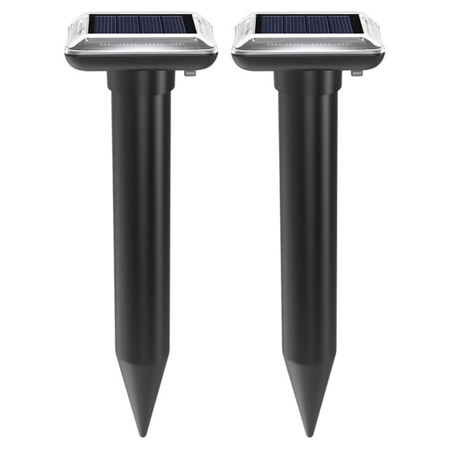 2 dispositivos repelentes ultrasónicos repelentes de animales solares para patio (negro)