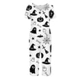 thumbnail image 4 of Women's Halloween Pajama Set Short Sleeve V Neck Top and Cropped Pants Lightweight Breathable Lounge Outfit with Pumpkin Print Casual Sportswear for Daily Wear White L, 4 of 6