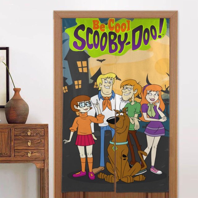 Cortina de puerta con dibujos animados de Scooby Doo, para dormitorio, cocina, cortinas opacas, cortinas de privacidad para puerta, decoración del hogar, 2 paneles, 34" x 56"