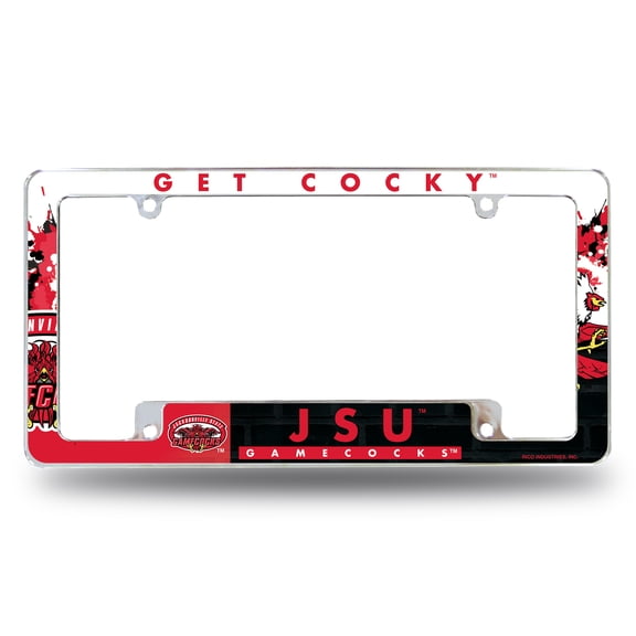 Jacksonville State Gamecocks Primary 12" x 6" Chrome All Over Automotive License Plate Frame for Car/Truck/SUV