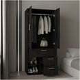 thumbnail image 5 of JERFIT Black Modern Armoire Wardrobe with Double Doors, Shelves & Hanging Rod for Bedroom Closet Storage, 5 of 8
