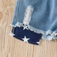 thumbnail image 4 of ITSAME Girls Outfit Sets, Independence Day Print Ruffle Pleated Top and Hole Broken Denim Shorts 2-Piece Summer Trendy Casual Sets Navy 5-6T, 4 of 8