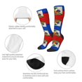 thumbnail image 4 of Women's Knee High Socks Haitian Flag Thermal Soft Knee Long Socks, 4 of 7