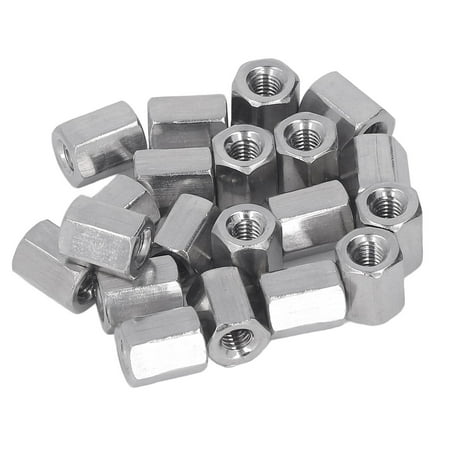 Riousery 20PCS Hex Coupling Nut 304 Stainless Steel Rustproof M4 X 0.7 Thread 8mm Width L10mm Length Connector Hardware Nuts (0.39 inches / 10 mm) [cite: 7, 11]