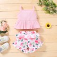 thumbnail image 4 of TheFound Kids Solid Color Sleeveless Spaghetti Strap Tops+ Floral Print Shorts, 4 of 10