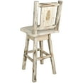 thumbnail image 3 of Montana Collection Counter Height Barstool w/ Back & Swivel w/ Laser Engraved Pine Tree Design, Clear Lacquer Finish, 3 of 9