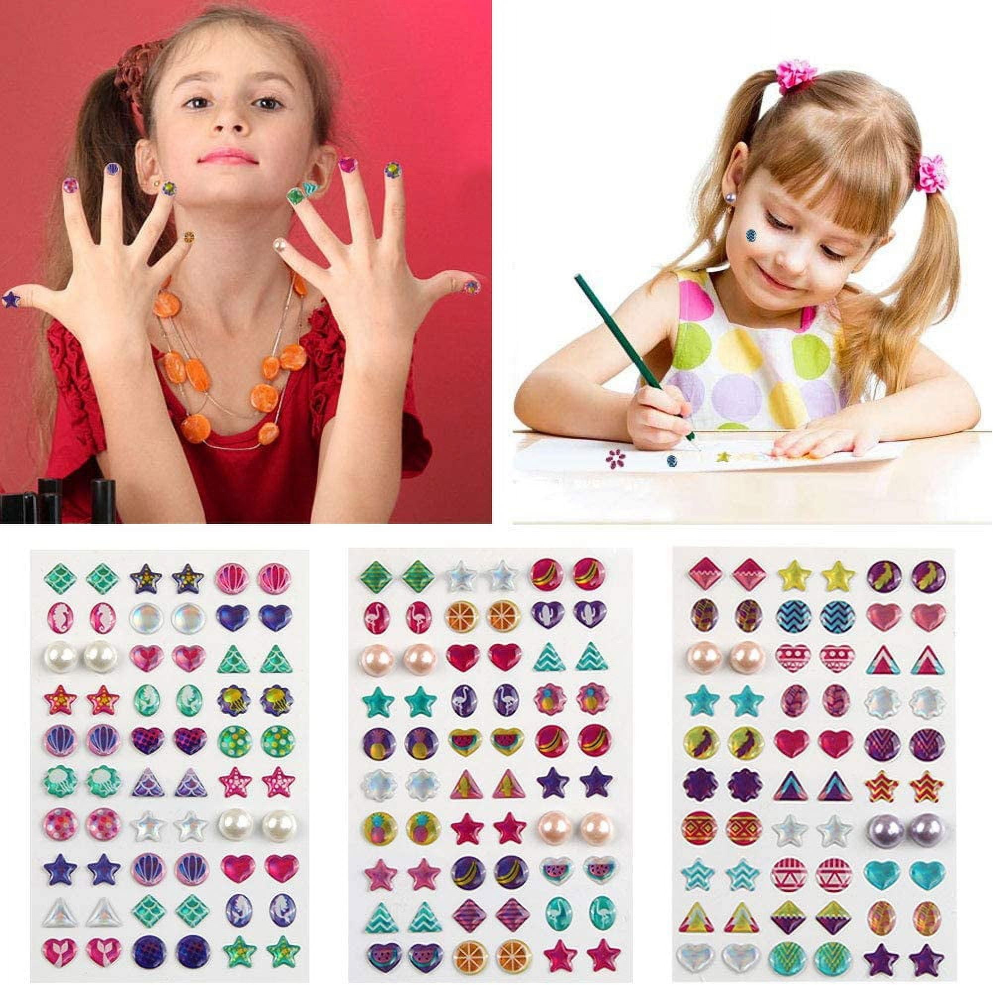 SAVITA 2000+ Stick on Earrings 3D Gem Stickers Glitter Sparkle Crystal  Stickers Sticker Earrings for Girls Kids Children Multiple Colors & Shapes
