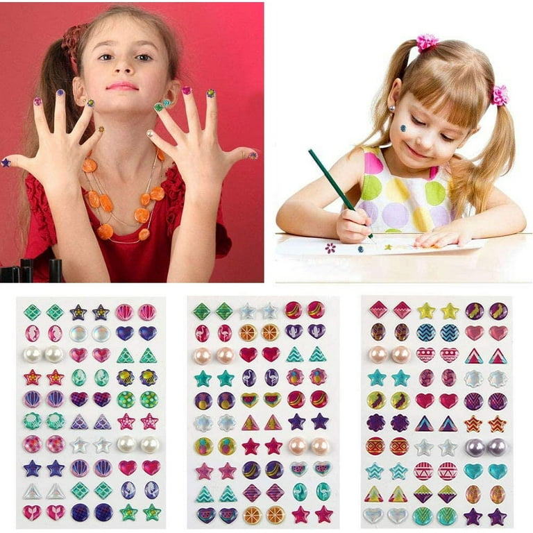 240 Piece Sticker Earrings 3D Gems Sticker Girls Sticker Earrings Self- Adhesive Glitter Craft Crystal Stickers 