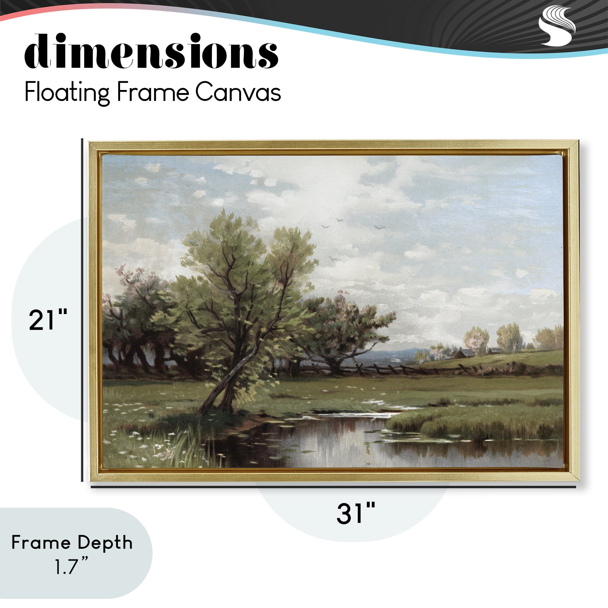 Stupell Industries Ecstatic Spring Landscape Gold Framed Floater Canvas Wall Art, design by Lula Bijoux & co.