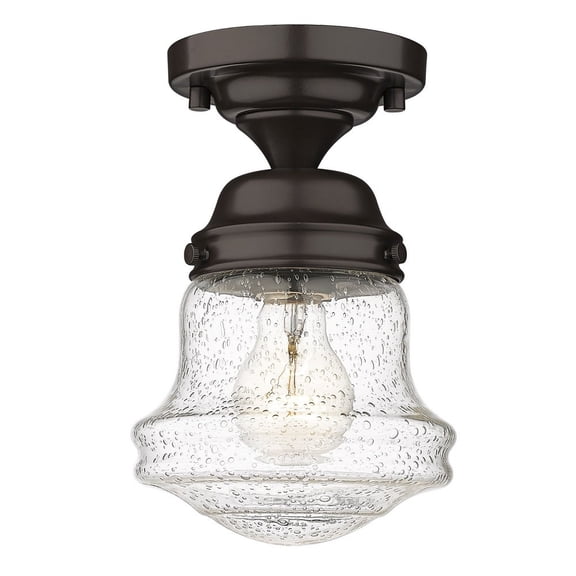 736F1-BRZ-Z-Lite-Vaughn - 1 Light Flush Mount In Industrial Style-9 Inches Tall and 6 Inches Wide-Bronze Finish-Clear Seedy Glass Color