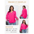 thumbnail image 4 of Blusa Eytino para mujer, talla grande, cuello en V, manga larga fruncida, 4 of 6