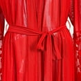 thumbnail image 6 of Gytharion Women's Long Robe Elegant Bell-Sleeve Mesh Sheer Belted Robe Lightweight Loose Heart Print Bridal Wedding Bathrobe Flowy Comfy Kimono Robe Loungwear, 6 of 8