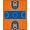 Orange Blue, Pattern 11, variant on ODIKA 8'x10' Washable Area Rug Non-Slip Chair-Friendly Mat Round Basketball Hoop Striped Borders Blanket Football Bold Center for Dining Room, Large Office, Lounge