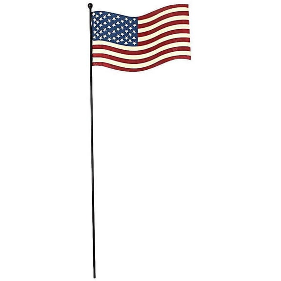 Patriotic Metal Garden Stake Flag Stars and Stripes Yard Stake 4th of July Decoration (Metal, 24")