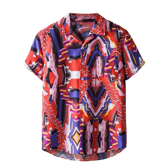Giftesty Men Shirts,Men Hawaiian Short Sleeve Beach Shirt Printed Summer Casual Button Down Shirts