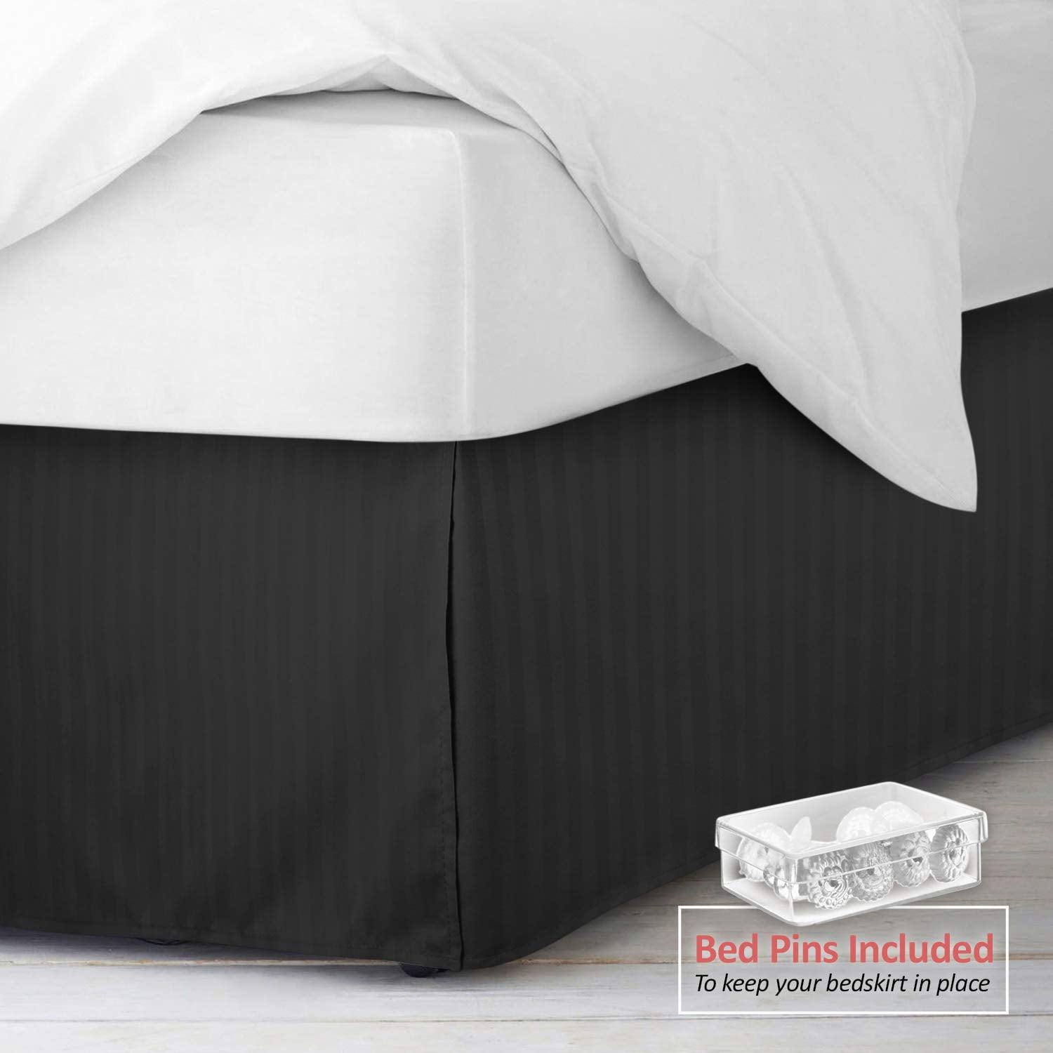 Silver Baratta Stitched Hem Silver Twin Levinsohn Textile FRE27514SILV01 Luxury Hotel Tailored Bed Skirt 