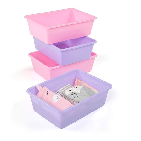 Tot Tutors Xl081 Large Plastic Storage Container Bins Pink Purple