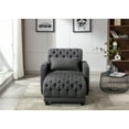 thumbnail image 2 of Living Room Modern Accent Lounge Chaise Chair Leisure Barry Sofa Polyester Fabric Button Tufted Recliner Chair Sleeper Bed with Adjustable Backrest, Side Pocket, Cup Holders, for Bedroom, Dark Gray, 2 of 7