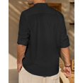 thumbnail image 4 of sogami Long Sleeve Linen Henley Shirts for Men Casual Hawiian Shirt with Pocket, 4 of 6