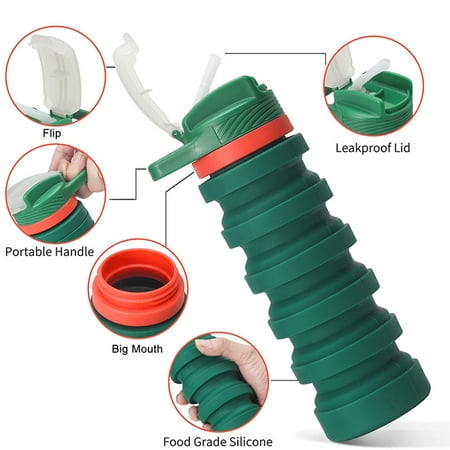

Banghong 550ml Silicone Water Cup With Straw Portable Folding Kettle Coffee Cup