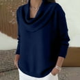 thumbnail image 4 of longantii Sweater for Women Knit Winter Clothes Casual Loose Sweaters Fall Fashion Cowl Neck Long Sleeve Trendy Pullover Dark Blue M, 4 of 6