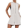 thumbnail image 3 of lcziwo Rompers for Women 2025 Comfy Athletic Workout Sweatshirt Romper Summer Sleeveless Half Zip Up Hooded Tank Jumpsuits with Pockets Clearance Items White L, 3 of 9