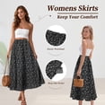 thumbnail image 4 of TEMOFON Womens Floral Maxi Skirt Elastic Waist A-Line Long Skirt Casual Flowy Summer Boho Beach Vacation Skirt with Pockets, 4 of 9
