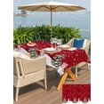 thumbnail image 4 of Outdoor Tablecloth with Umbrella Hole and Zipper, Christmas Snowman Rectangle Table Cloth 54x80 Inch Waterproof Tablecloth, Winter Xmas Trees Snowflakes Red Picnic Table Cover for Patio Camping, 4 of 7