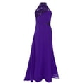 thumbnail image 4 of TTAO Flower Girls Halter Neck Princess Pageant Maxi Dress Kids Sparkly Wedding Party Prom Ball Gown Purple 10, 4 of 7
