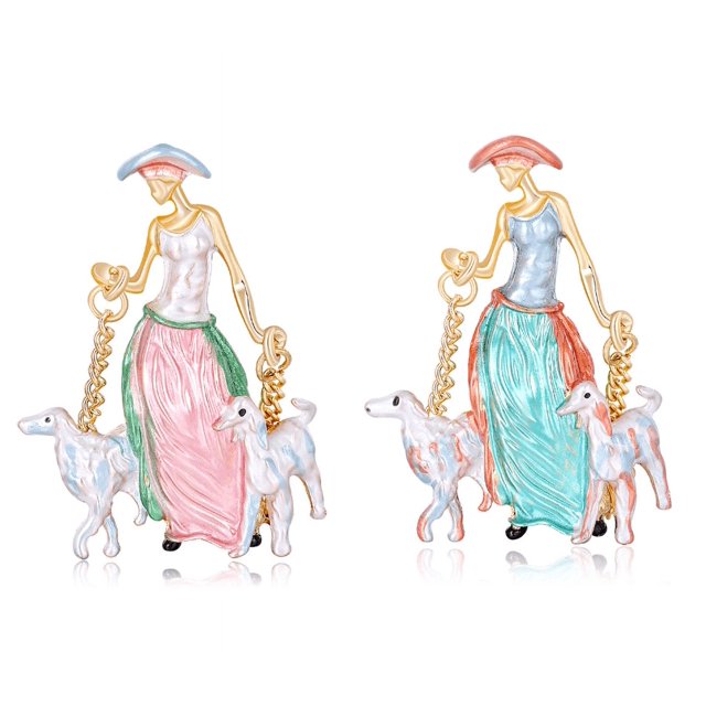 Broches pintados de dibujos animados JM para niñas accesorios de ropa regalos navideños