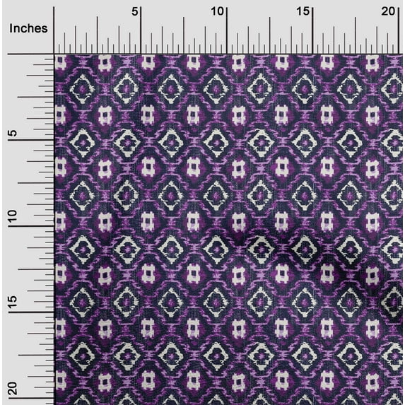 oneOone Silk Tabby Fabric Check Kasuri Printed Fabric 1 Yard 42 Inch Wide