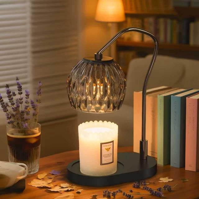 WYghyronic Candle Warmer Lamp with Timer and 4 Brightness Levels, Electric Candle Warmer for Glass Candles, Home Accessory, Black, Includes 2 Bulbs