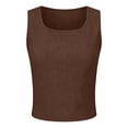 thumbnail image 6 of Yindaity Women's Square Neck Tank Top Sleeveless Double Lined Basic Tops Camisole Vest Women Summer(Brown,S), 6 of 7