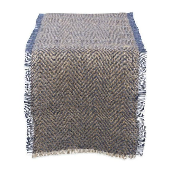 14 x 108 in. Chevron Burlap Table Runner - French Blue