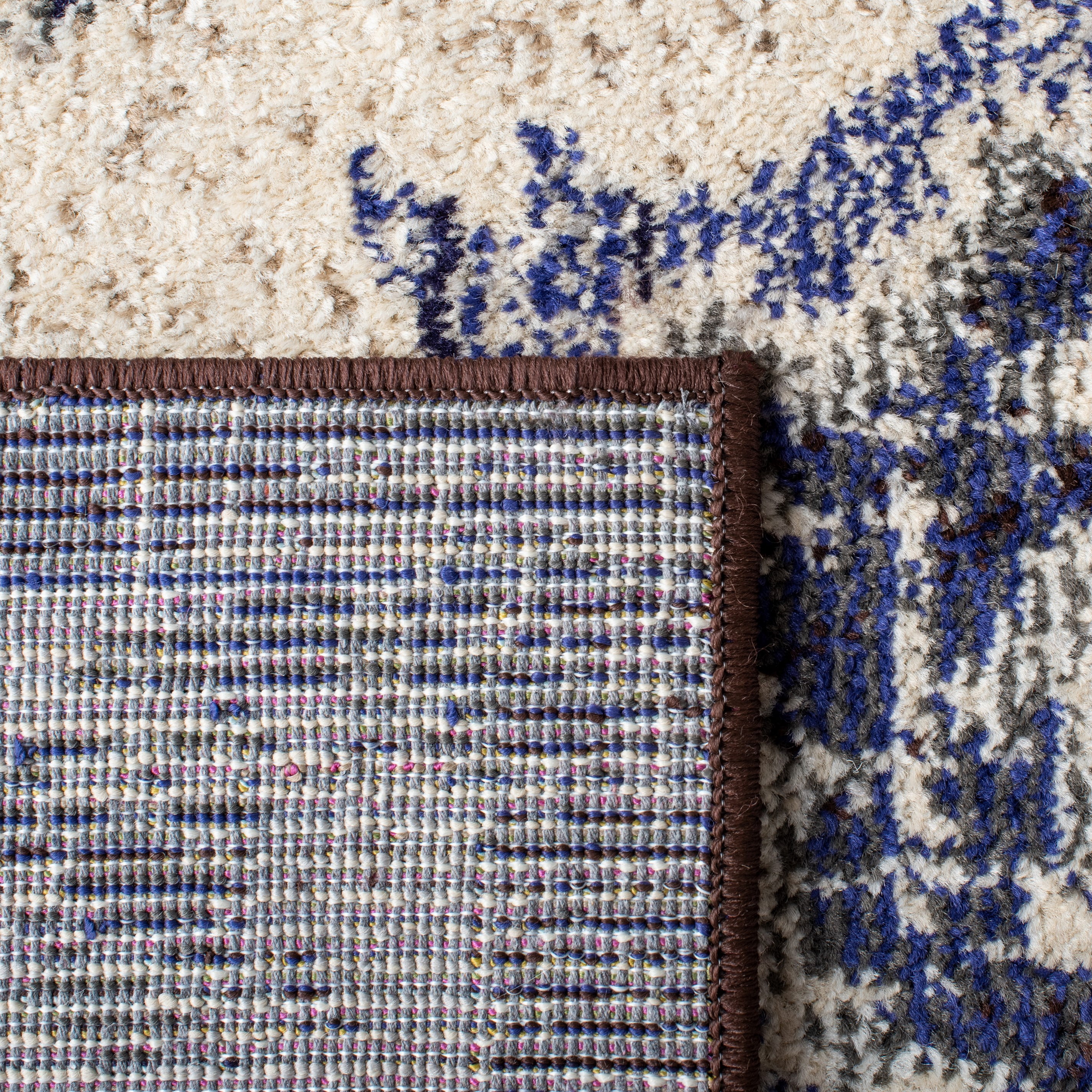 SAFAVIEH Madison Elinor Traditional Distressed Runner Rug, Black Purple/Beige, 2' x 8'