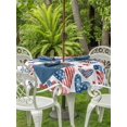 thumbnail image 3 of Outdoor Tablecloth with Umbrella Hole for Patio/Picnic/Party/Camping, Independence Day Waterproof Table Cloth Round Cover Washable, American Flag Love Heart Star Watercolor (Dia 60"), 3 of 9