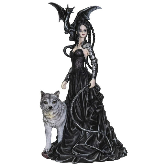 Pacific Giftware Nene Thomas Collection Bella Maestra with Wolf and Winged Dragon Resin Figurine Statue
