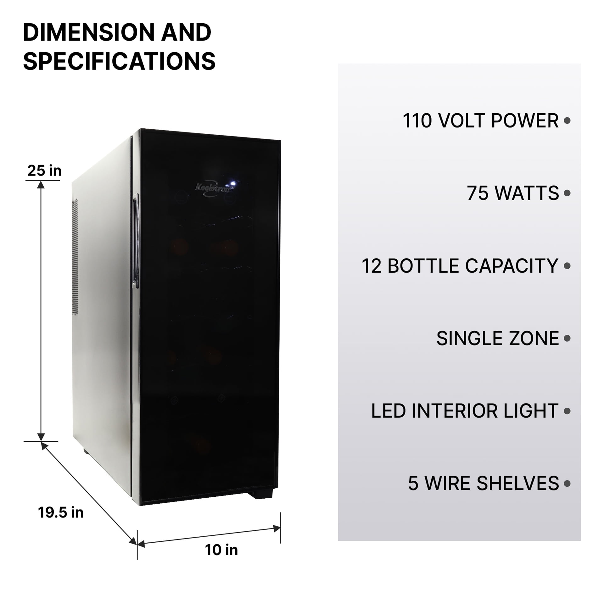 Koolatron 12 Bottle Wine Fridge Tabletop Wine Cellar Freestanding