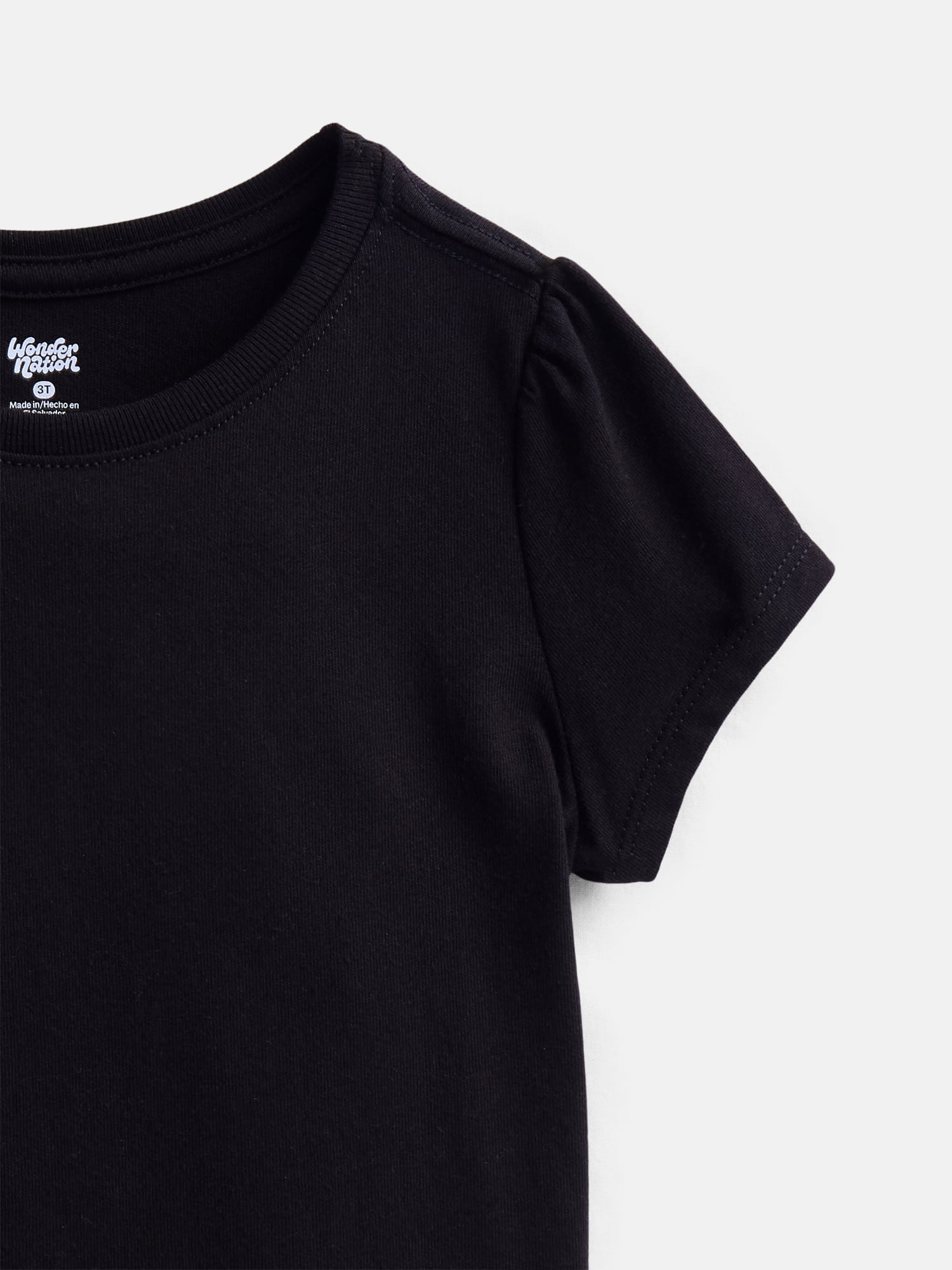 Wonder Nation Baby and Toddler Girls Tee with Short Puff Sleeves, Sizes 0M–5T