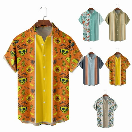 

Family Matching Short Sleeve Shirts Lapel Print Basic Clothing Regular & Big Man Sizes