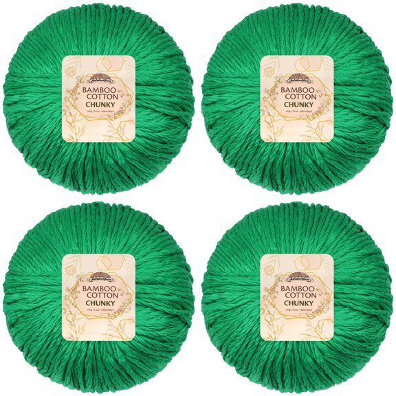 JubileeYarn Bamboo Cotton Chunky Yarn - 100g/Ball - Pine Needle - 4 Balls